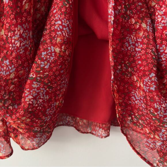 Rebecca Minkoff Lynne Dress Floral Tiered Ruffle Dress Cold Shoulder Cutout Mini - Picture 11 of 14